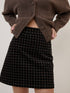 Black Cord Check Mini Skirt