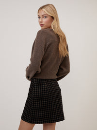 Black Cord Check Mini Skirt