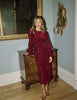 Burgundy Velvet Floral Clarissa Midi Dress