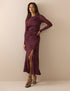 Burgundy Floral Long Sleeve Ruched Tammy Midi Dress