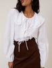 White Peter Pan Collar Tie Front Blouse