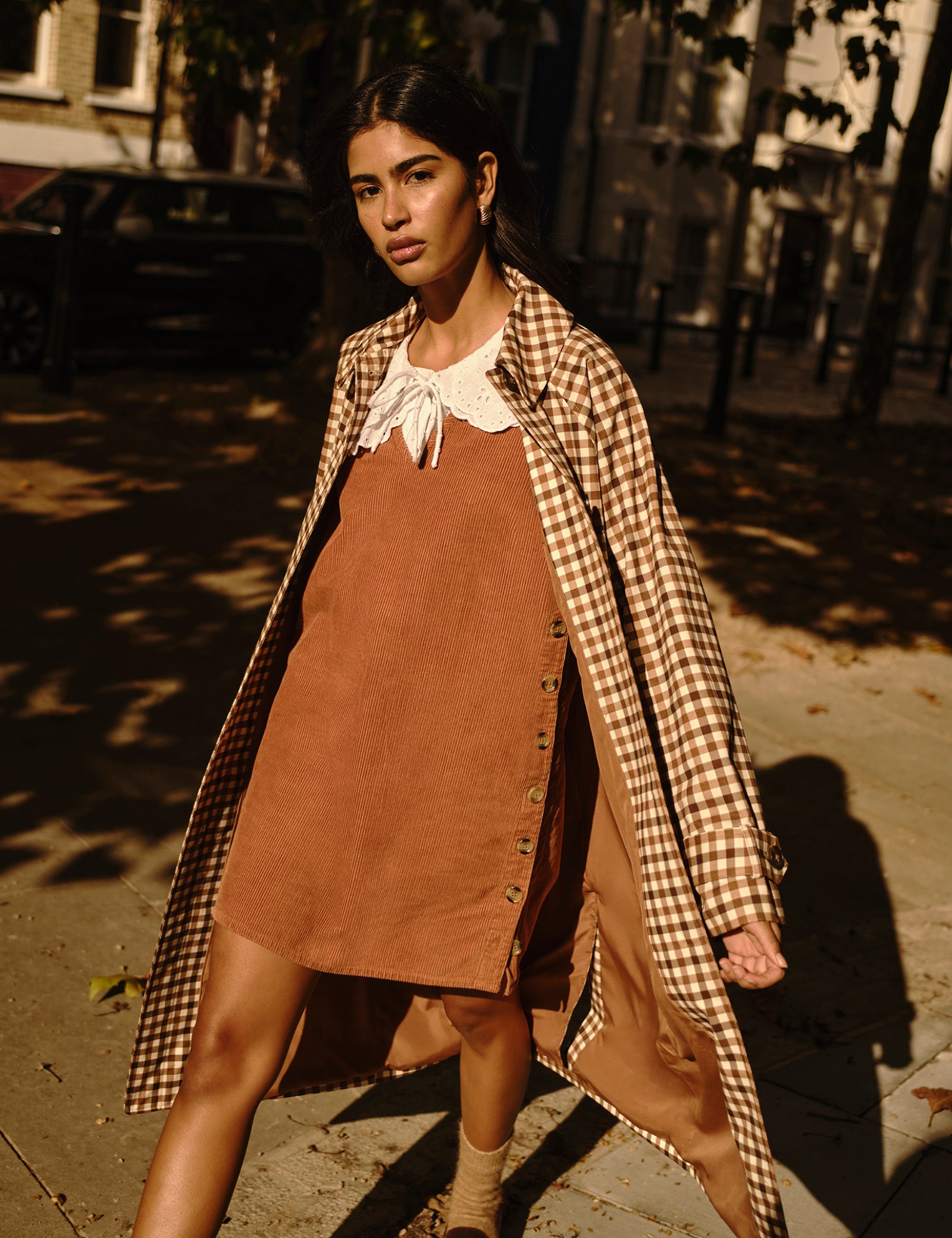 Brown Cord Austin Pinafore Mini Dress