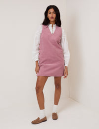 Pink Cord Austin Pinafore Mini Dress