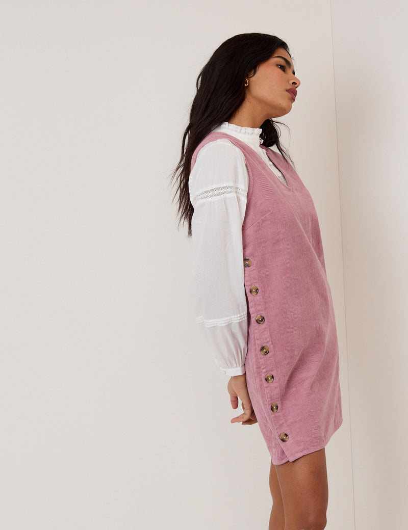 Pink Cord Austin Pinafore Mini Dress