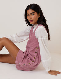 Pink Cord Austin Pinafore Mini Dress