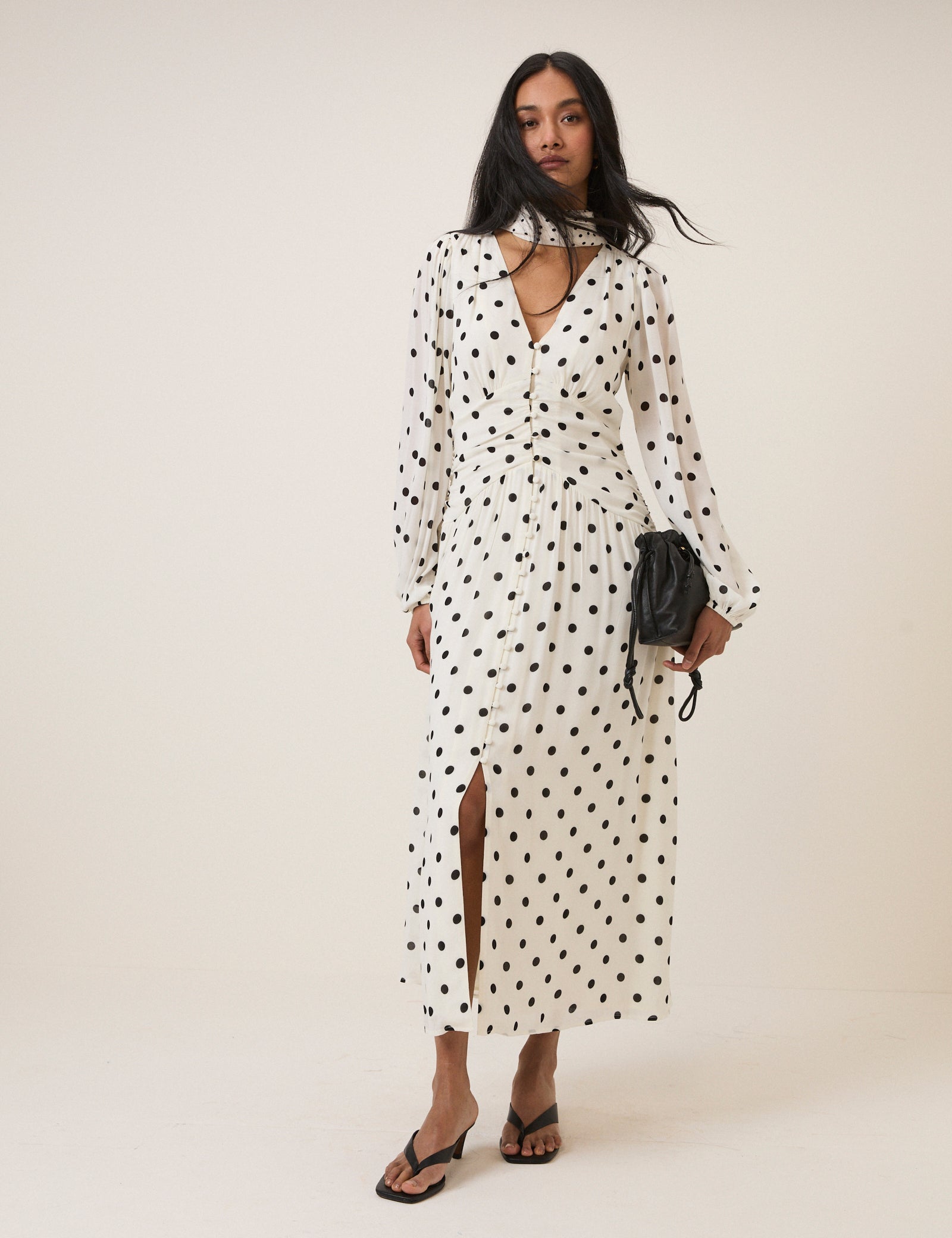 White Polka Dot Luna Midi Dress White Polka Dot Luna Midi Dress