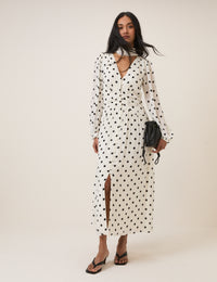 White Polka Dot Luna Midi Dress