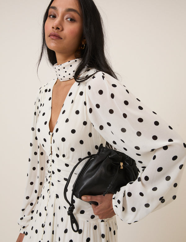 White Polka Dot Luna Midi Dress