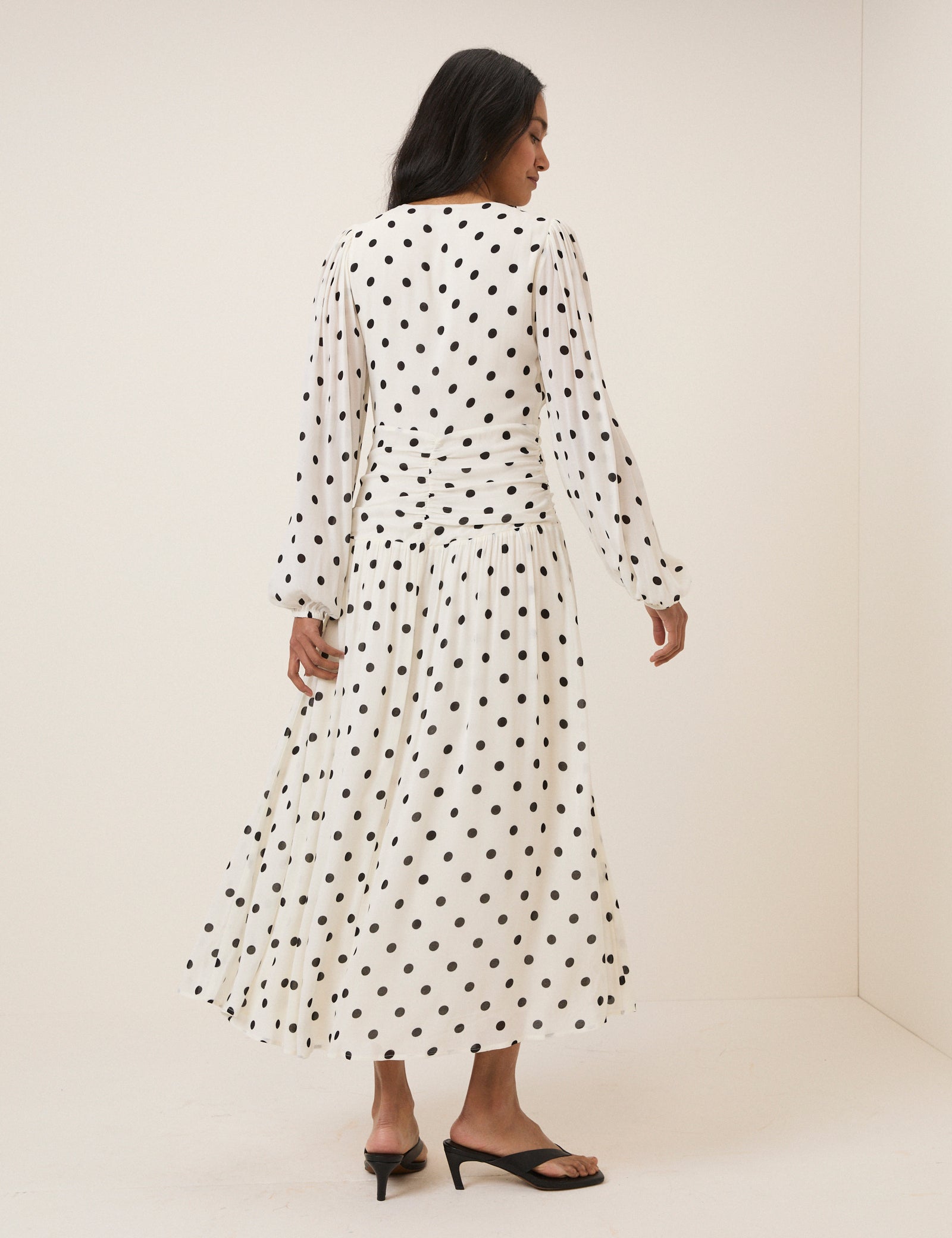 White Polka Dot Luna Midi Dress White Polka Dot Luna Midi Dress