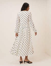White Polka Dot Luna Midi Dress