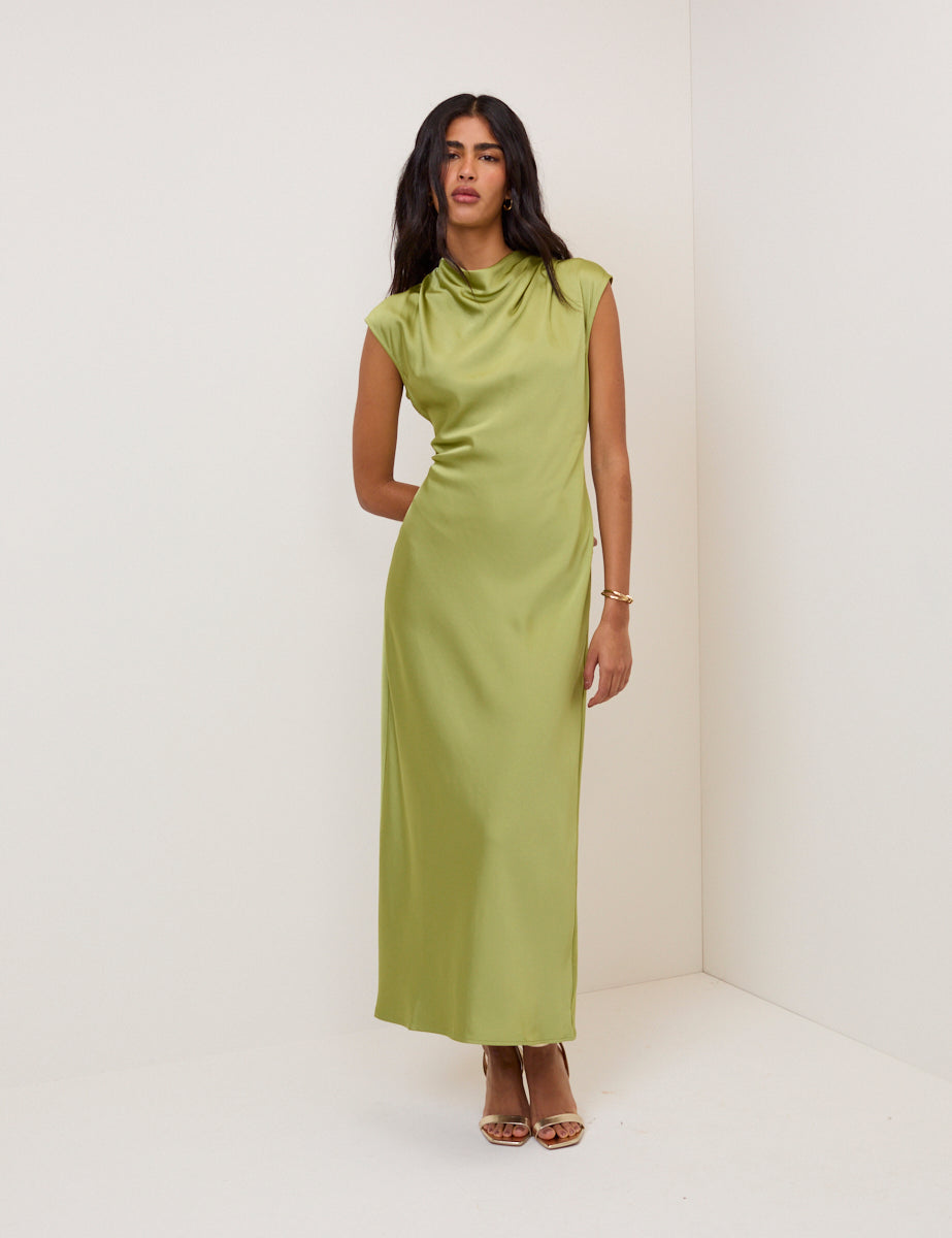 Green Cowl Neck Eden Midi Dress