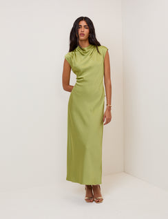 Green Cowl Neck Eden Maxi Dress