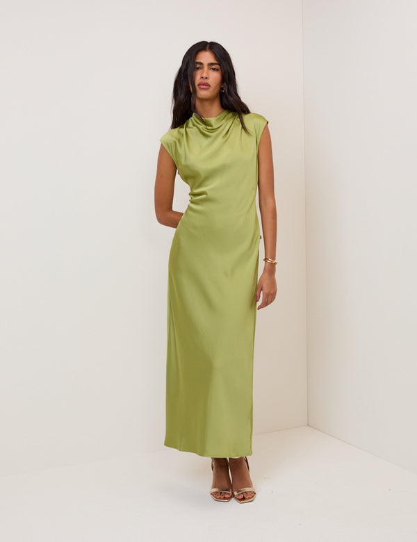 Green Cowl Neck Eden Midi Dress