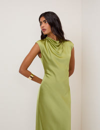 Green Cowl Neck Eden Midi Dress