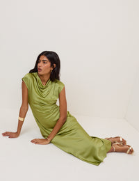 Green Cowl Neck Eden Midi Dress