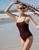 Chocolate Brown Whipstitch Swimsuit