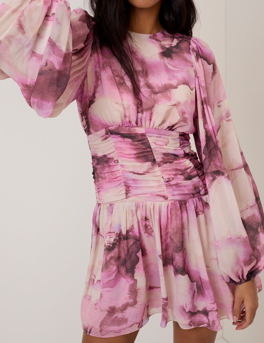 Pink Watercolour Floral Reese Mini Dress