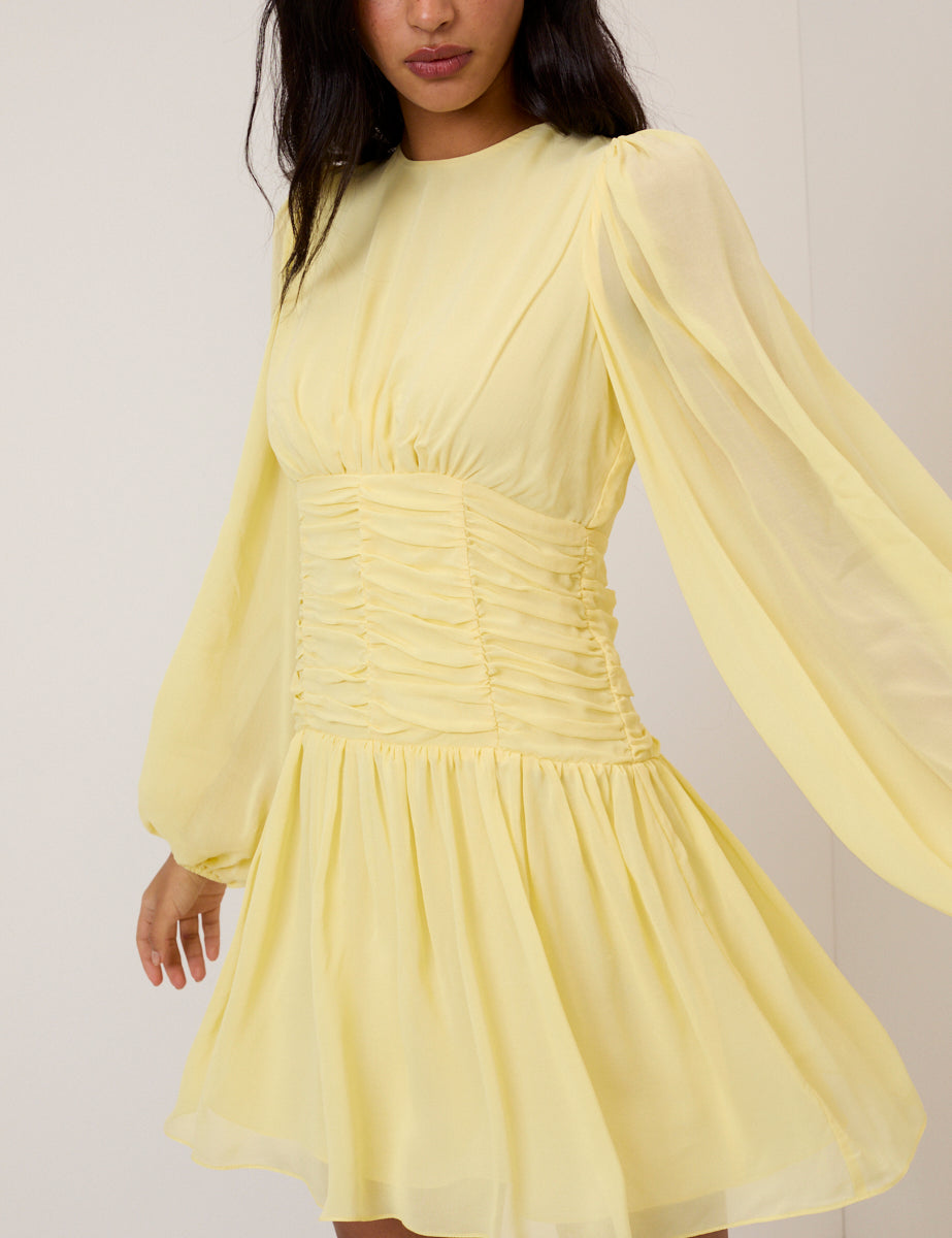 Yellow Balloon Sleeve Reese Mini Dress Yellow Balloon Sleeve Reese Mini Dress