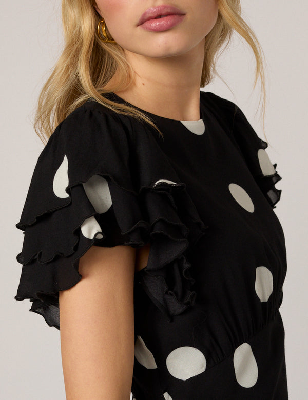 Black Polka Dot Marley Midi Dress