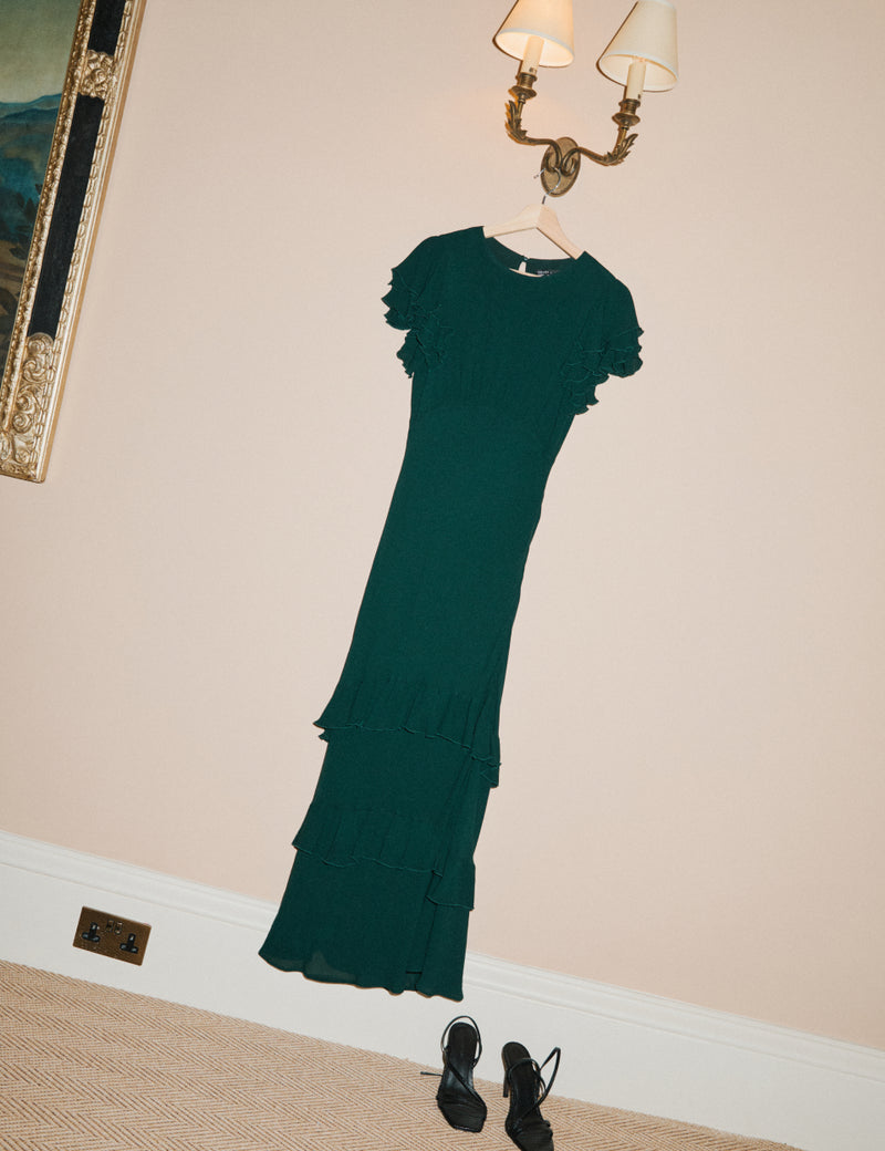 Dark Green Ruffle Marley Maxi Dress