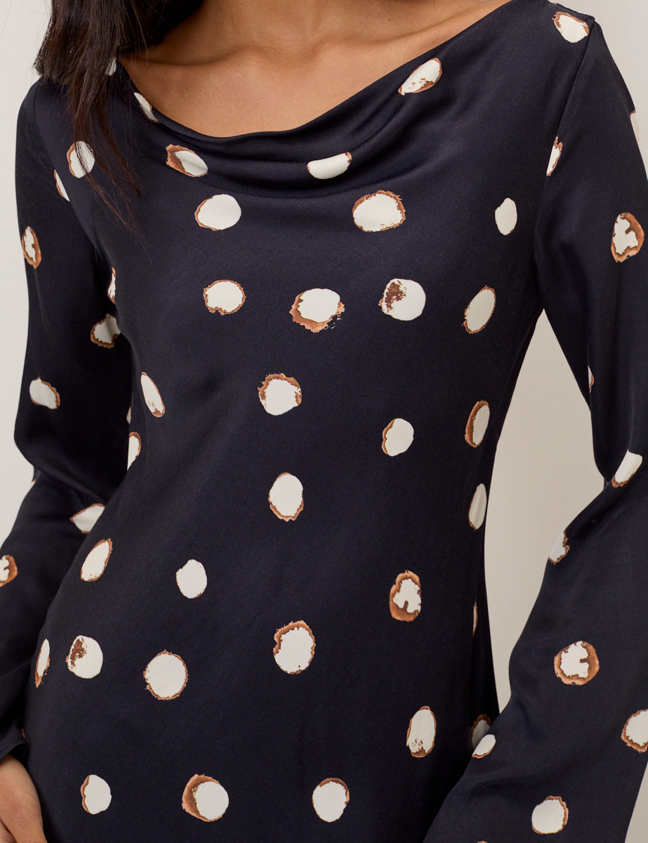Navy Polka Dot Leighton Mini Dress