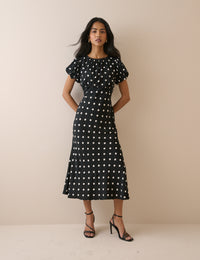 Black Polka Dot Sicily Midi Dress