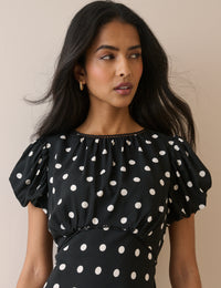 Black Polka Dot Sicily Midi Dress