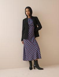 Blue and Red Gingham Sicily Midi Dress