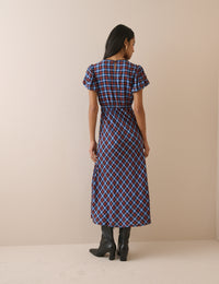 Blue and Red Gingham Sicily Midi Dress