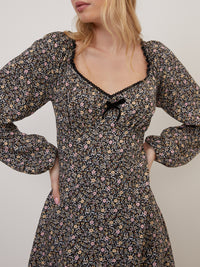 Black Ditsy Floral Lillie Mini Dress