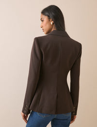 Brown Single Breasted Cinched Blazer