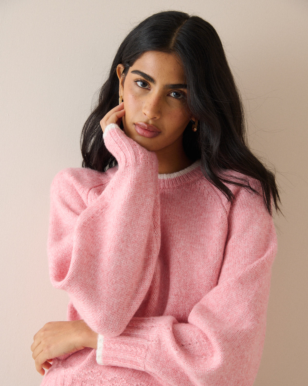 Baby Pink Contrast Trim Jumper