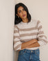 Brown Striped Contrast Trim Jumper