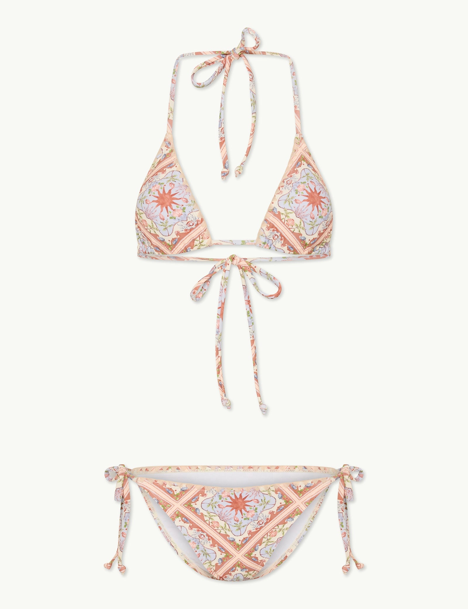 Printed Whipstitch Tie Side Bikini Bottoms