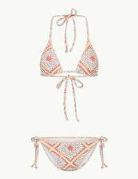 Printed Whipstitch Tie Side Bikini Bottoms