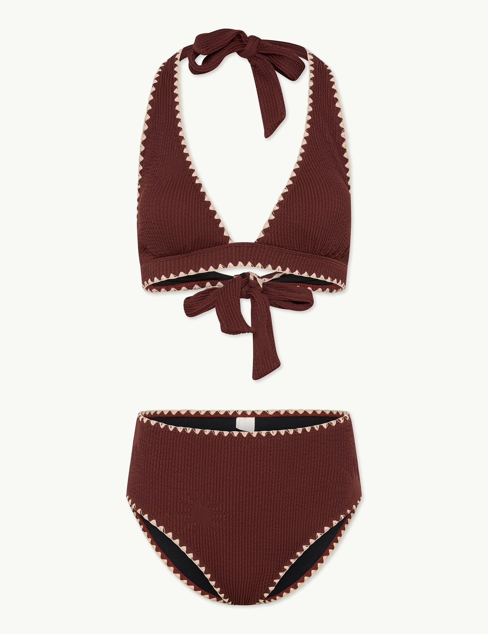 Brown Whipstitch Bikini Top