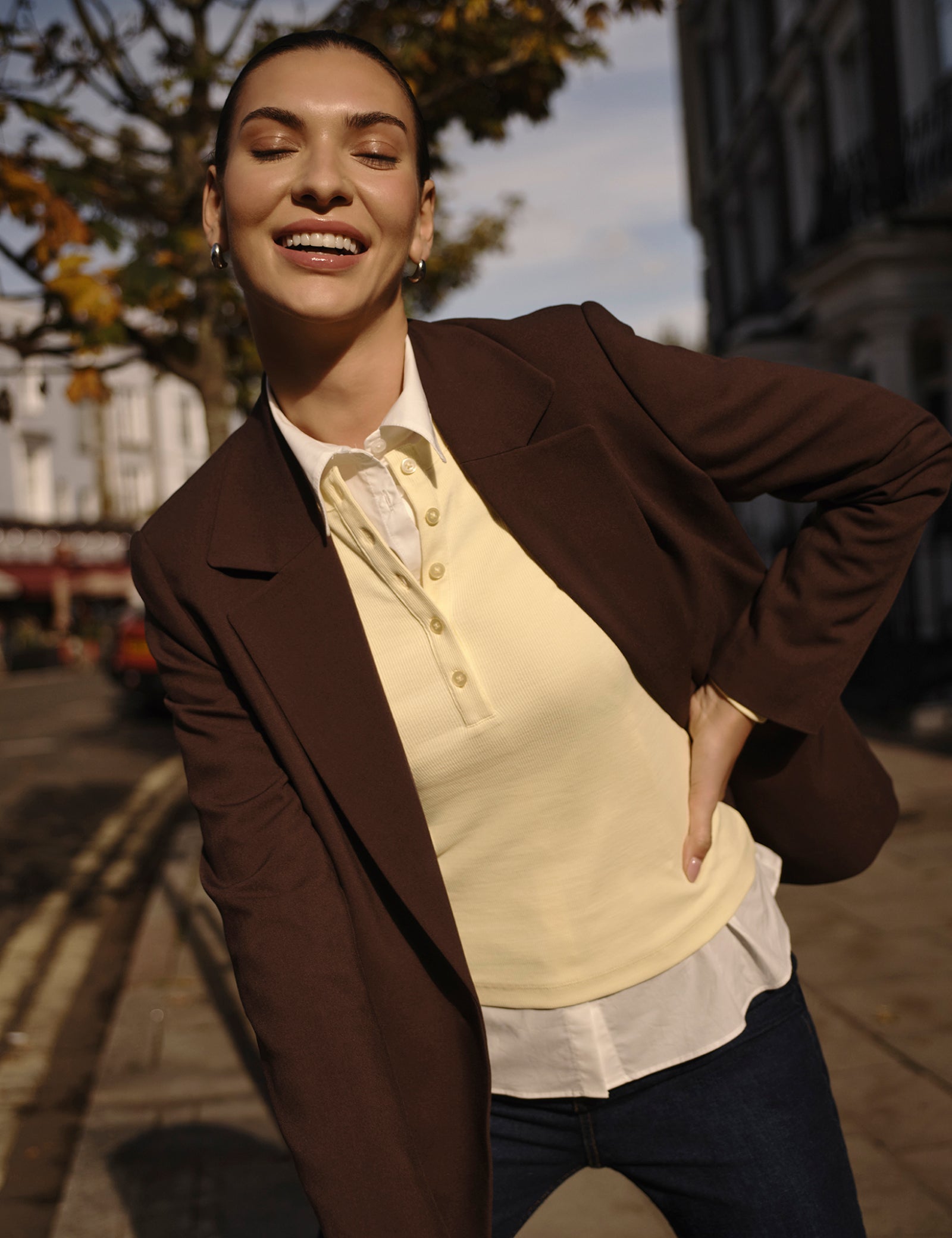 Chocolate Brown Double Breasted Blazer