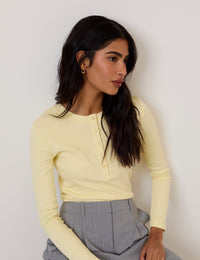 Butter Yellow Ribbed Crew Neck Top