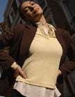 Butter Yellow Ribbed Crew Neck Top