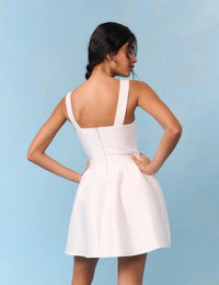 Bridal Ivory Satin Structured Gracie Mini Dress
