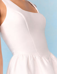 Bridal Ivory Satin Structured Gracie Mini Dress