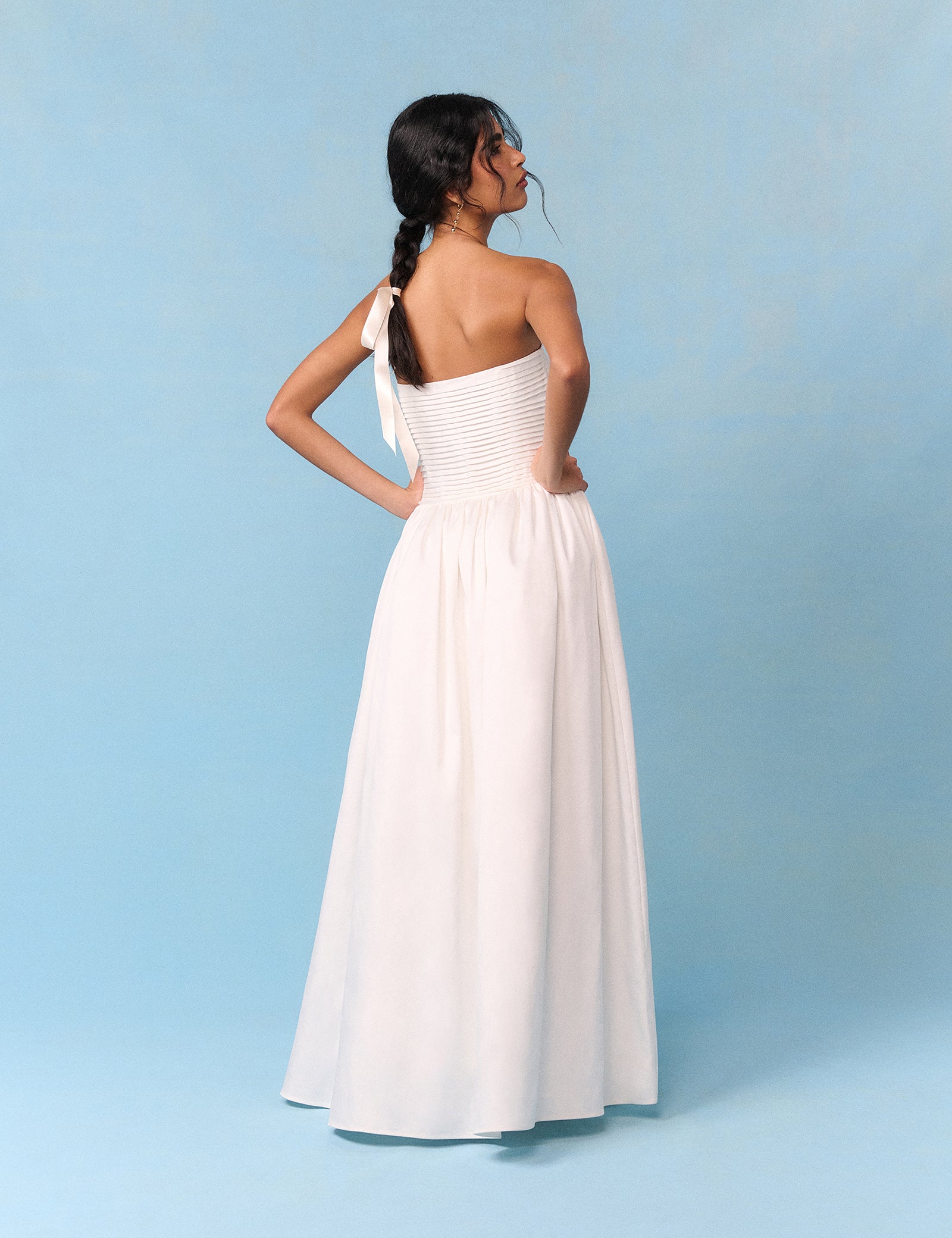 Bridal Ivory Satin Column Strapless Opal Maxi Dress Bridal Ivory Satin Column Strapless Opal Maxi Dress