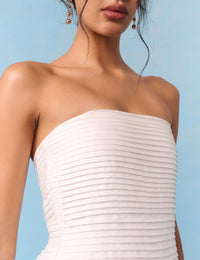 Bridal Ivory Satin Column Strapless Opal Maxi Dress