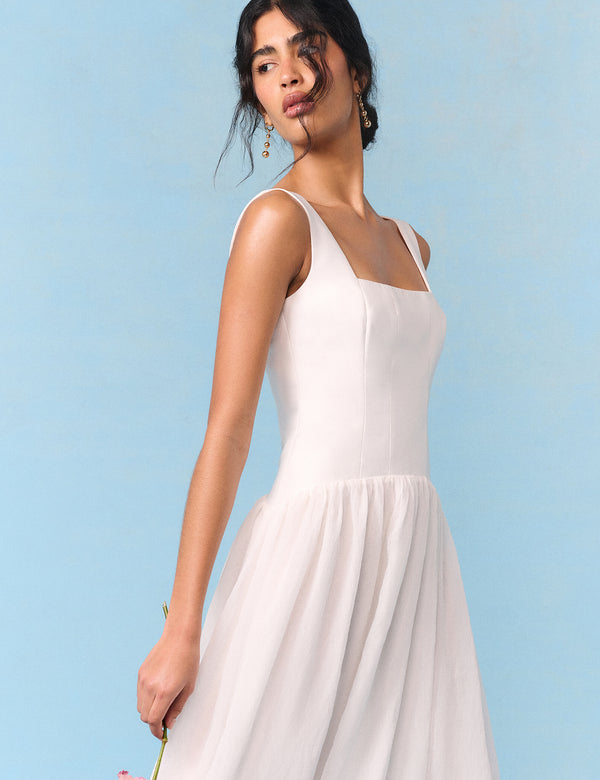 Bridal Ivory Corset Maxi Honey Midi Dress