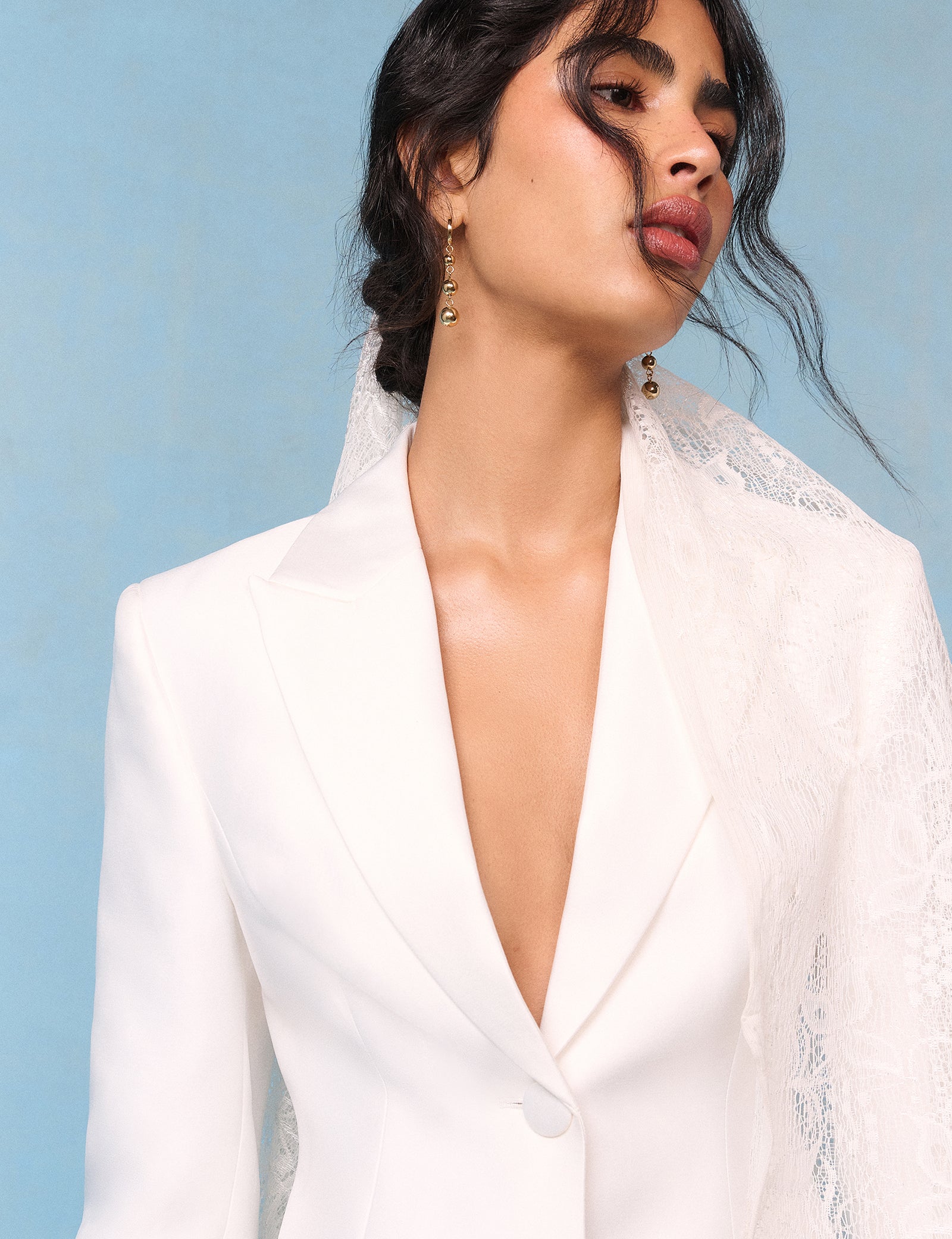 Bridal Ivory Satin Tailored Valeria Blazer