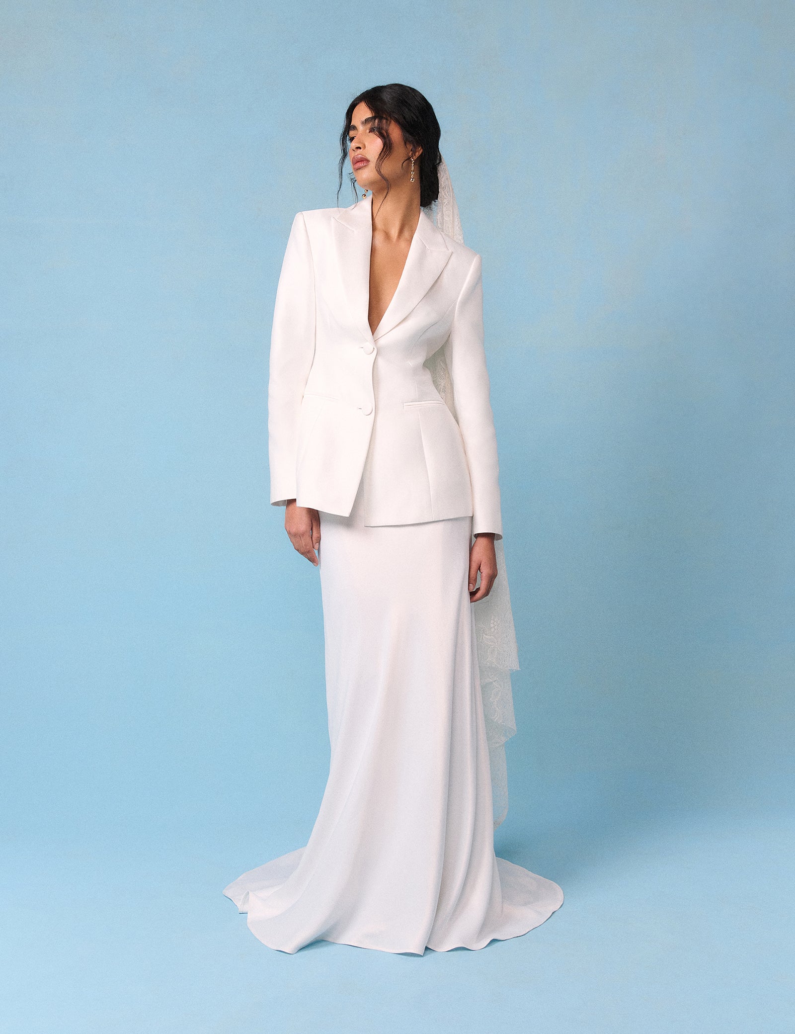 Bridal Ivory Satin Tailored Valeria Blazer