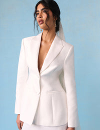 Bridal Ivory Satin Tailored Valeria Blazer