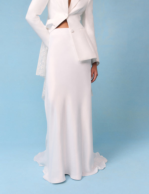 Bridal Ivory Satin A-Line Maxi Skirt