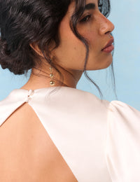 Bridal Ivory Satin Open Back Long Sleeve Isadora Maxi Dress