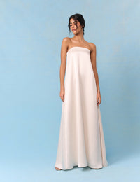 Bridal Ivory Satin Bandeau Eira Maxi Dress